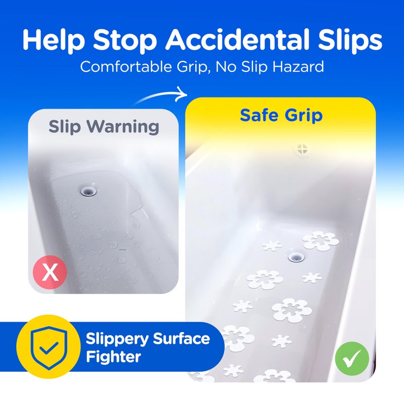 Compac Home ملصقات مضادة للانزلاق من COMPAC HOME - 7 أقحوانات بيضاء كبيرة مع أقحوانات داخلية قابلة للإزالة (14 إجمالي)، أمان مرن غير قابل للانزلاق لحمام السباحة والدش، تصميم زخرفي - Image 3